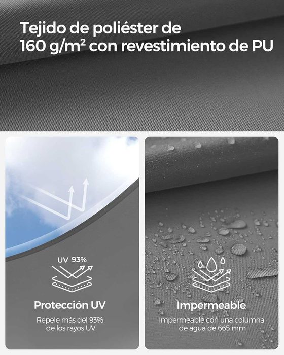 SONGMICS - Toldo vela de sombra retangular 3 x 5