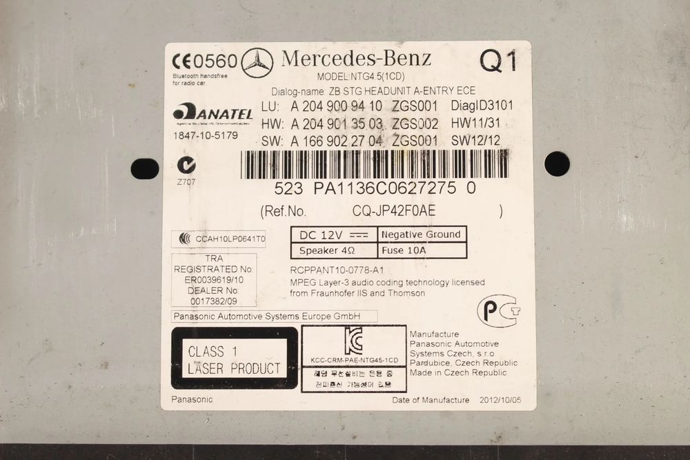 Rádio / auto-rádio MERCEDES-BENZ Classe C (W204)