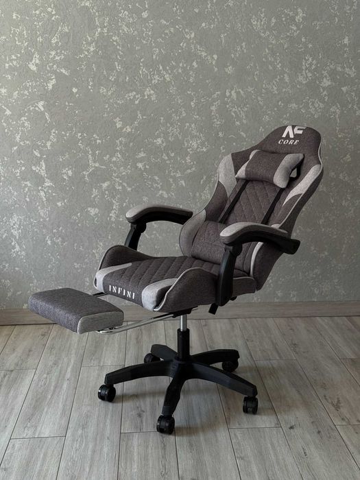 Крісло компютерне з тканини + підніжка КРІСЛО МІЦНЕ до 130кг ПОЛЬША