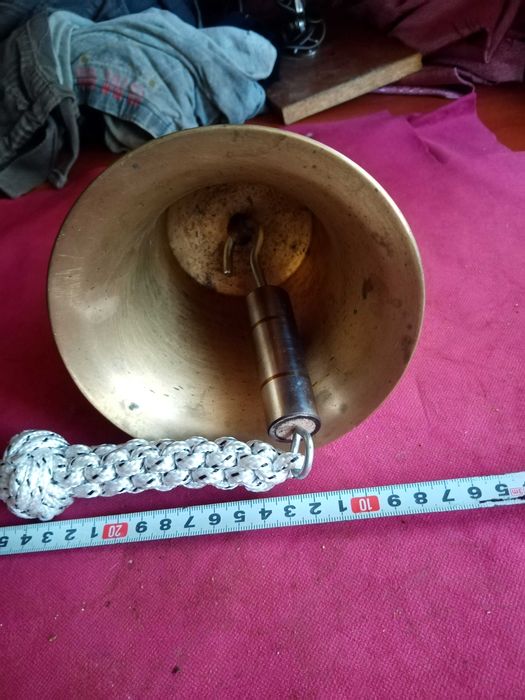 Рында колокол латунная звонкая высота 18см