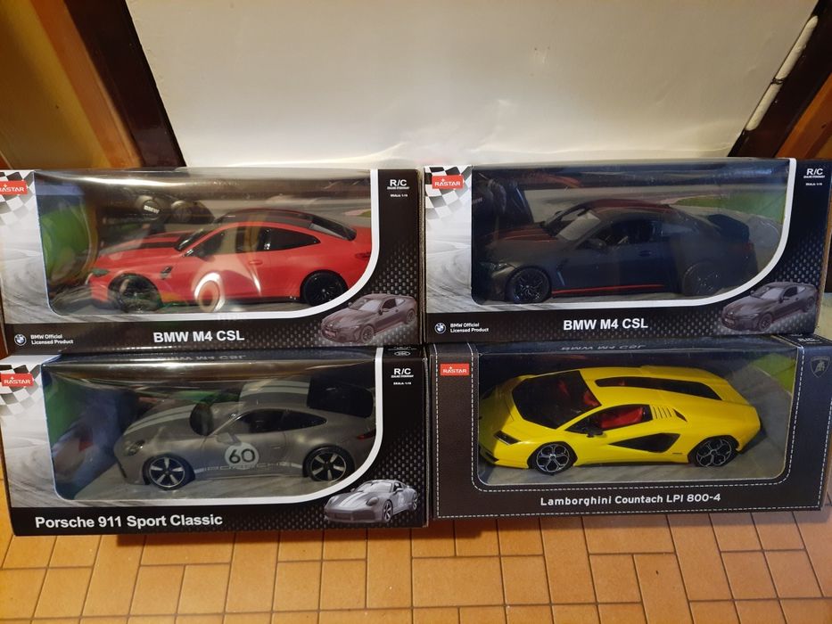 Zestaw 4dużych,zdalnie sterowanych aut: BMW,Porsche,Lamborghini;1:16