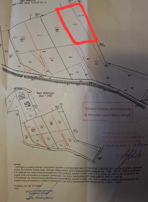 Działka budowlana Bielany k/Kęt z drogą utwardzoną 17 (lub 13 ar)