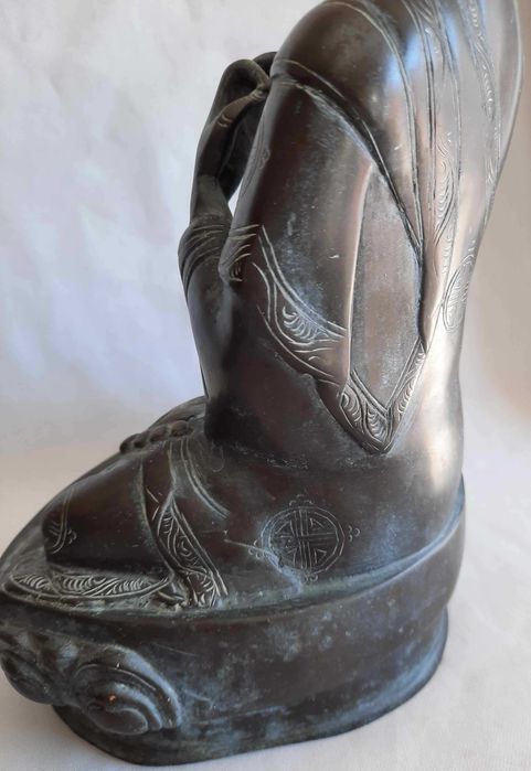 Budda Duża Stara Figura Brąz