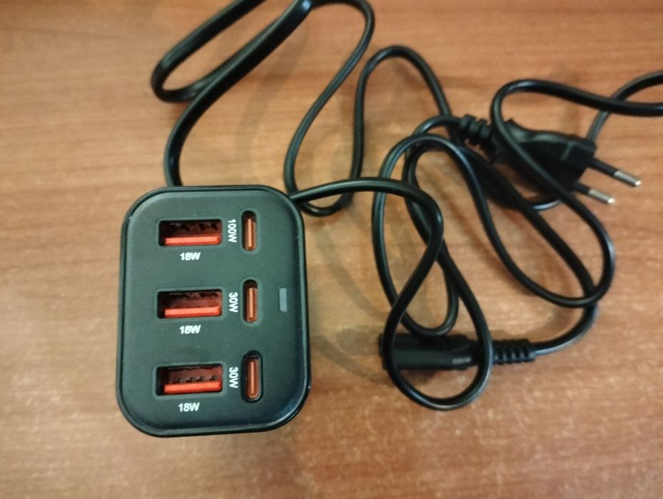 Carregador universal de secretária da cor preto, GaN 200W