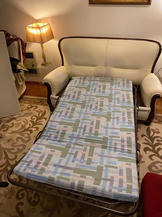 Elegante sofá-cama de pele