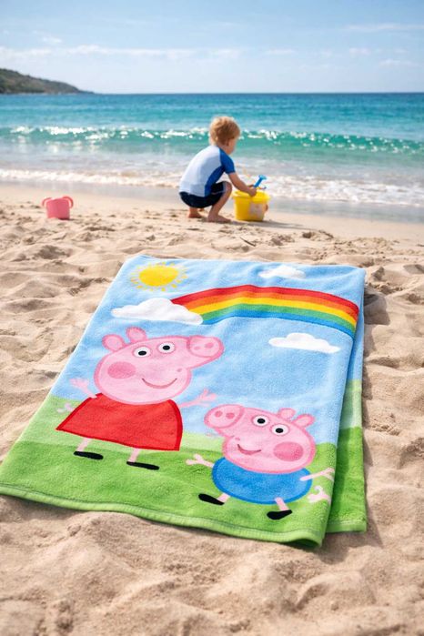 Ręcznik kąpielowy frotte dziecięcy Peppa Pig & George tęcza 70×140 cm