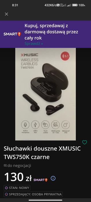 Навушники XMUSIC TWS750K ОРИГІНАЛ нові