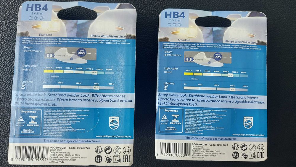 2 Lâmpadas Farol Médios novas HB4 WhiteVision ultra Philips 12V 51W 9006 (compatíveis com vários veículos - Toyota Honda Nissan BMW Ford - verificar]