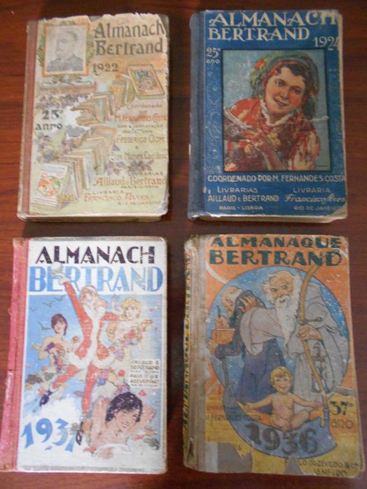 4 muito antigos Almanach Bertrand. 1922, 1924, 1931 e 1936.