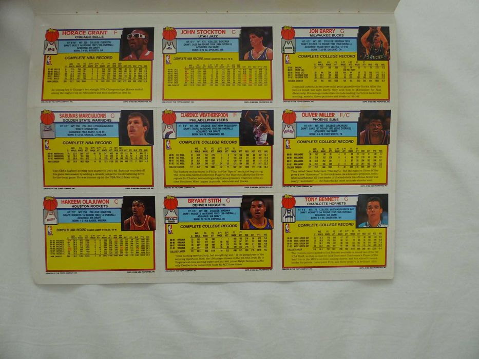 Folha de Cartas Topps 1993