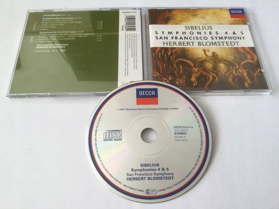 Sibelius San Francisco Symphony Herbert Blomstedt ‎Symphonies 4 & 5