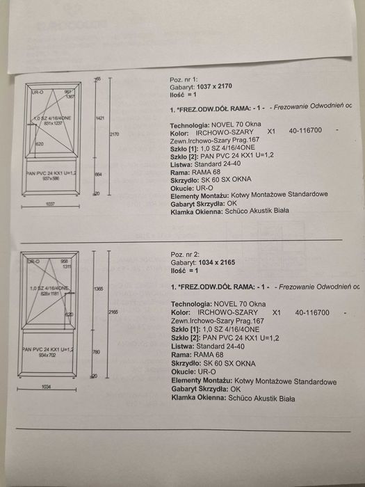 okna pcv schuco 70 kolor irchowo-szary