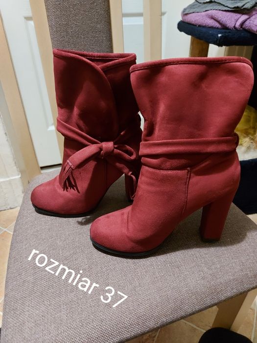 Botki damskie ocieplane z zamszu rozmiar 37