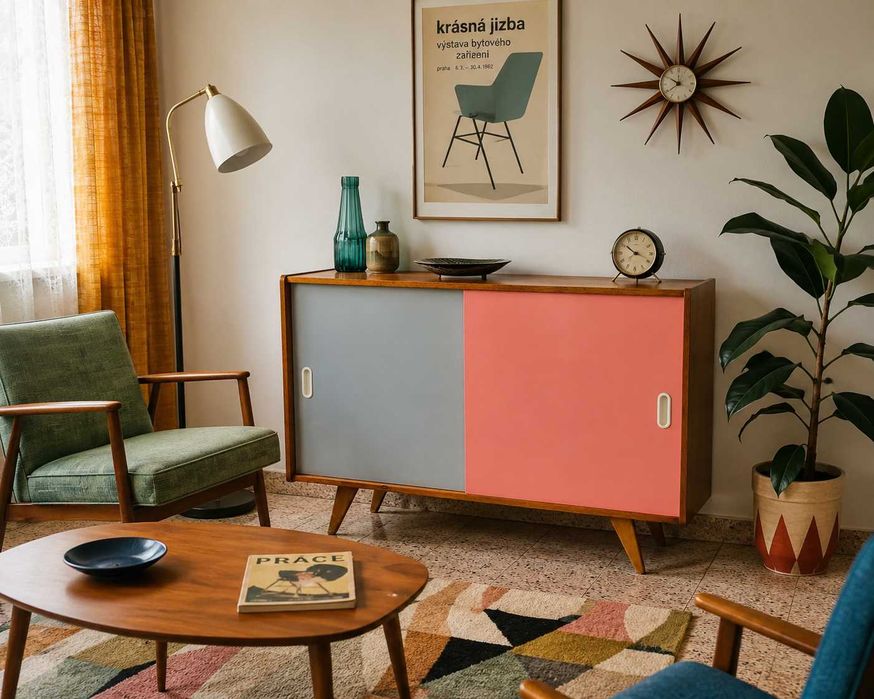 Komoda Vintage Design PRL U-452 Jiroutek Interier Praha Czechosłowacja