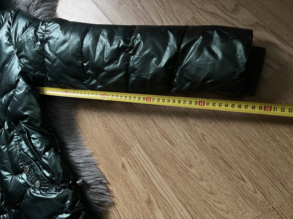 Kurtka pikowana błyszcząca metaliczna zieleń S płaszcz