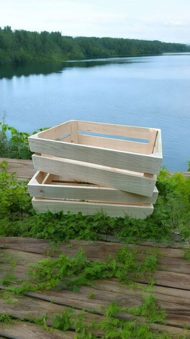 ZESTAW 2 drewniana skrzynka eko 2 pojemniki dekoracja, organizer, DIY