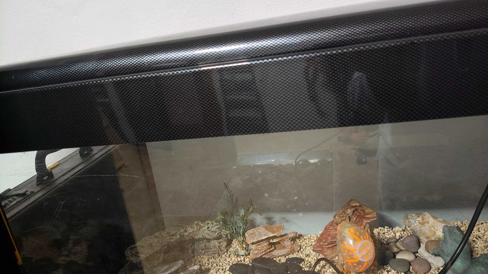 Aquário 100 cm com tampa, calha de luz e decoração incluída
