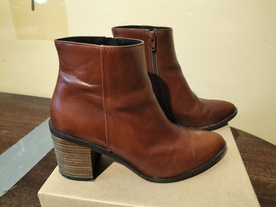Buty botki skórzane damskie 39 Ryłko brązowe