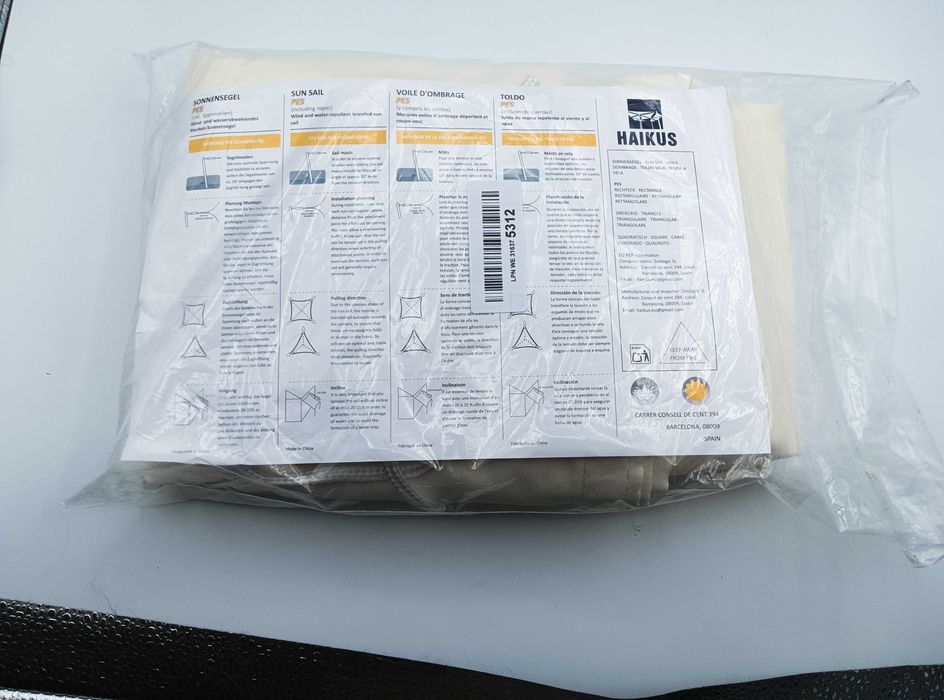 Toldo Lona de Sombra Retangular HAIKUS 2x3m Creme