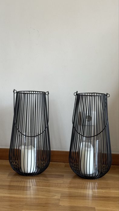Conjunto de 2 lanternas decorativas pretas