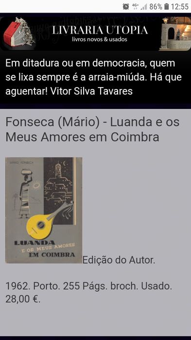 Mário Fonseca 1 edição Luanda e os meus amores em Coimbra