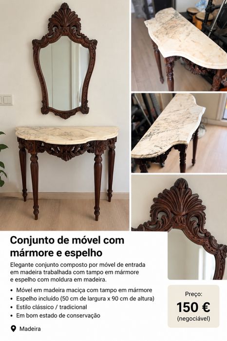 Movel de entrada com espelho
