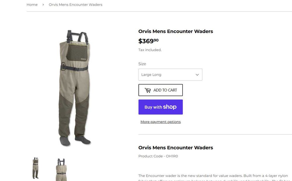 Вейдерсы,забродные штаны ORVIS Encounter Waders унисекс