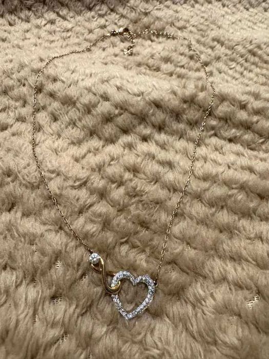 Srebrny naszyjnik 925 pozłacany | Serce z cyrkoniami | Styl Swarovski