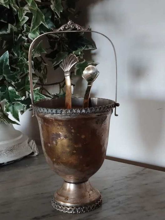 Balde de Gelo Vintage com Banho Prata