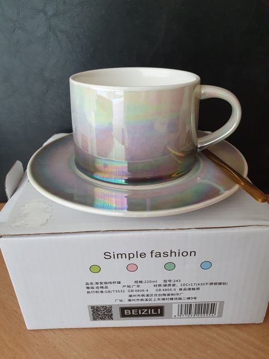 Керамічна чашка з блюдцем ложка кераміка