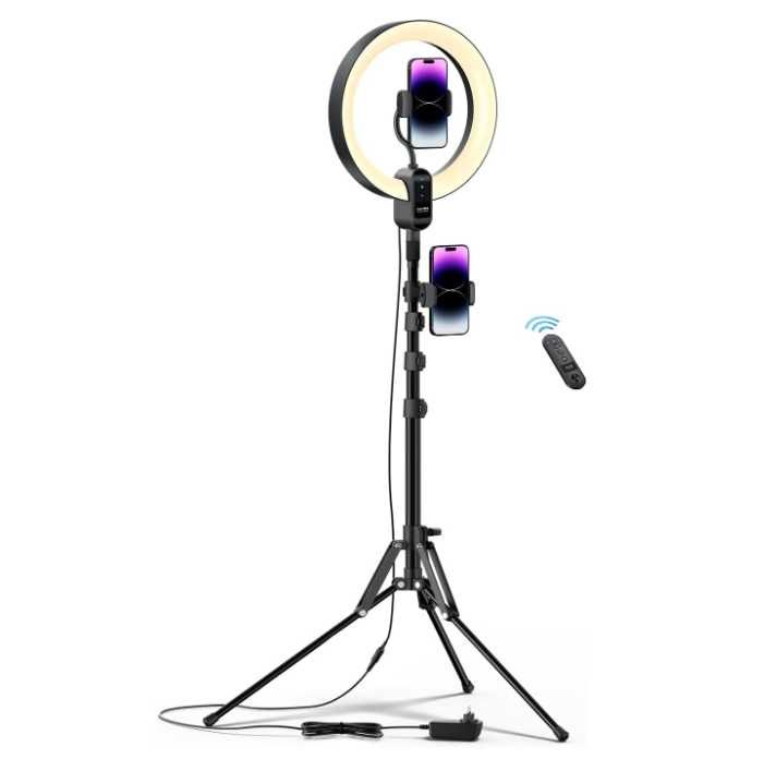 Lampa pierścieniowa LED ze statywem zmienna temperatura pilot