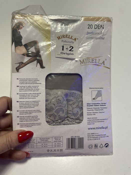 Nowe pończochy samonośne Mirella Grigio 1/2 S/M 36/38 20 den