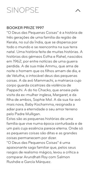 “O Deus das Pequenas Coisas”, Arundhati Roy