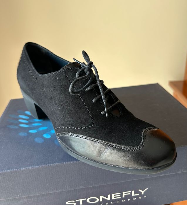 Sapatos de senhora camurça/pele