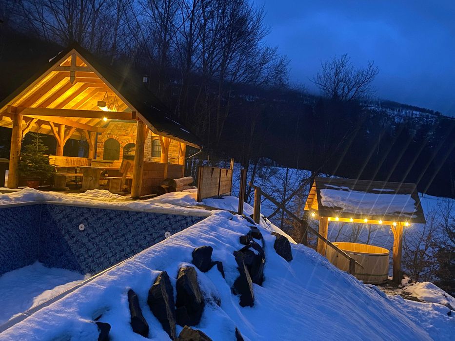 Domek w górach do wynajęcia na wyłączność balia sauna basen Zawoja