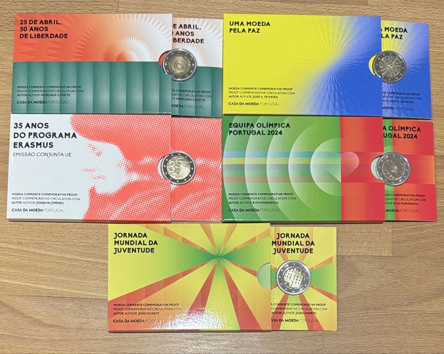 Vários Lotes moedas 2€ BNC Proof Raul brandão Erasmus Equipa Olimpica