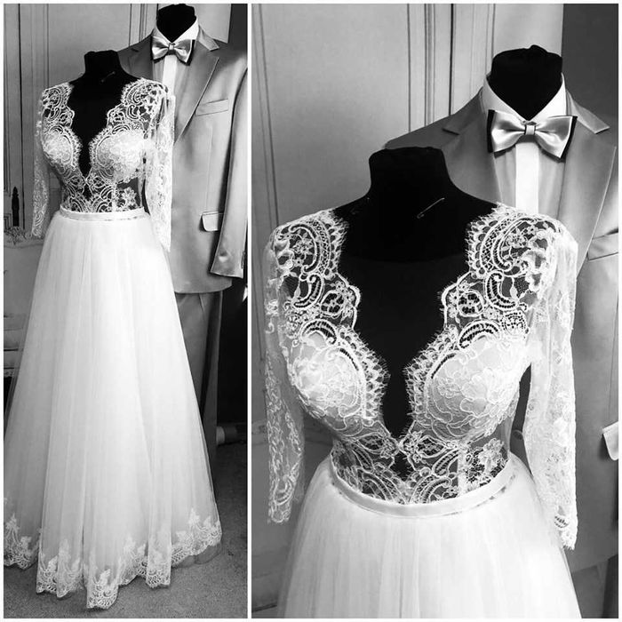 Suknia slubna elegancka koronka tiul 34/36