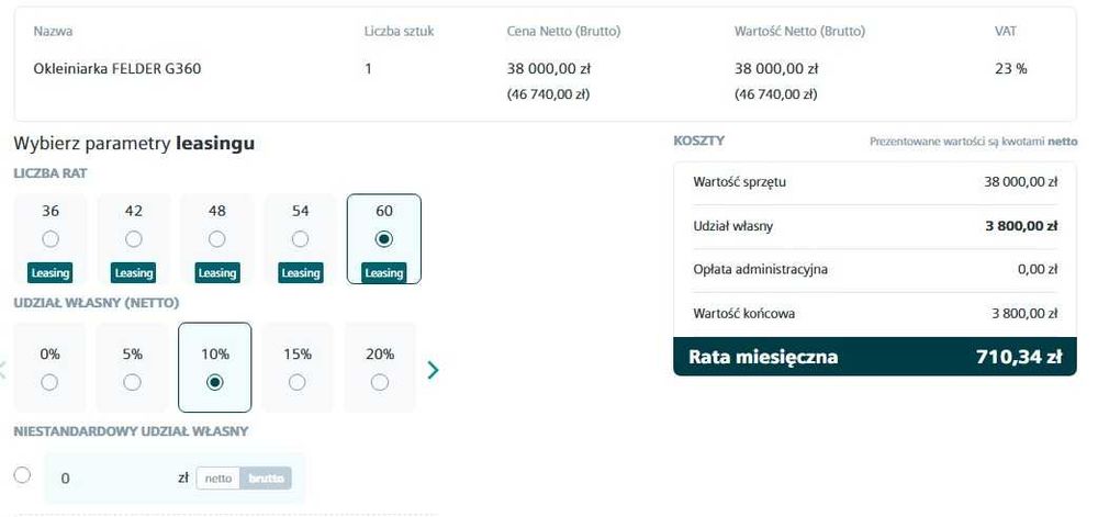 Okleiniarka FELDER G360 - mały przebieg