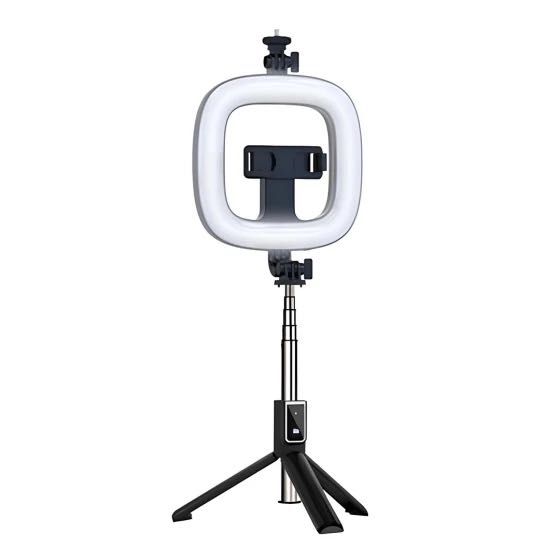 Selfie stick + Statyw z lampą - idealne dla profesjonalistów social!