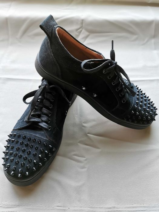 Christian Louboutin Louis Junior Spikes 42 Чорні замшеві кросівки зі шипами