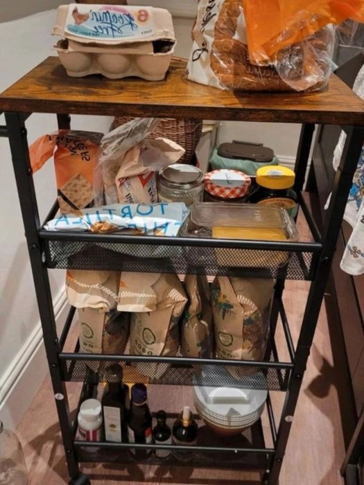 Wózek Kuchenny Barowy Mobilny Regał Loft Metalowy z Blatem Stolik pomo