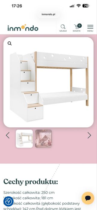 Łóżko piętrowe FUNFLEX INMONDO - dla 3 dzieci/schody+materace+regal