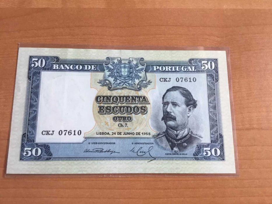 50 escudos 1955 Portugal Nova Não circulada