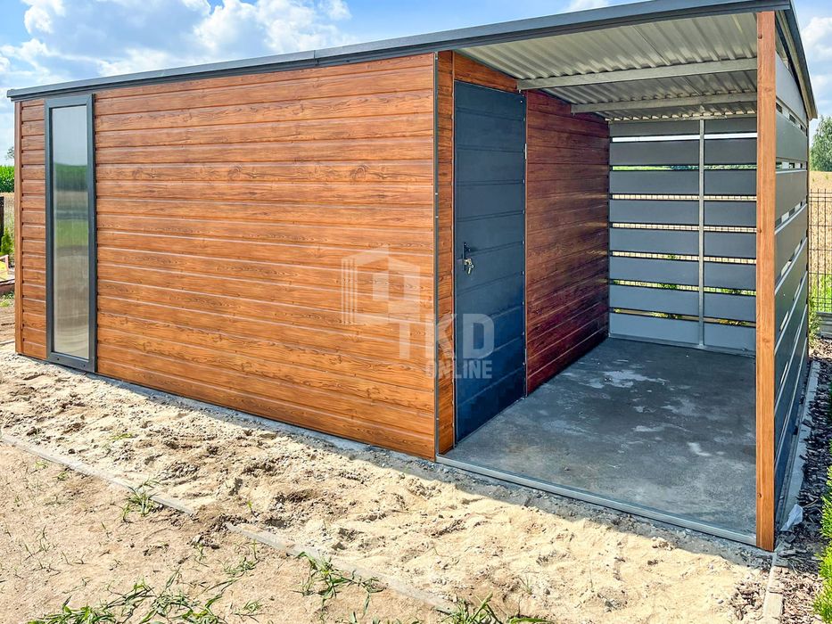 Schowek Domek Ogrodowy 4X3M + Wiata 2M Drzwi Okno Dach Tkd280