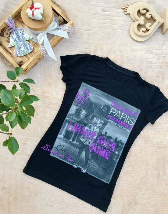 Футболка S чёрная Paris, вискоза