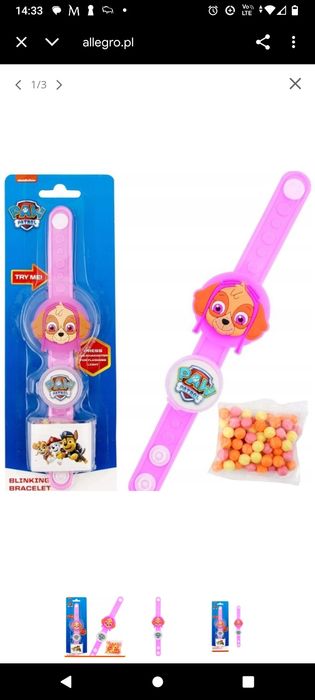 opaska, świeci, cukierki, Skye, psi patrol, miga, bajka, zabawka