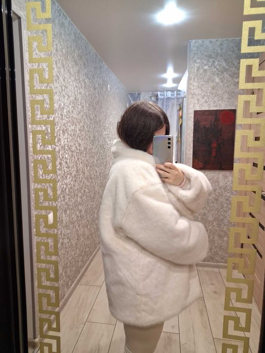 Шуба біла з преміум еко хутра