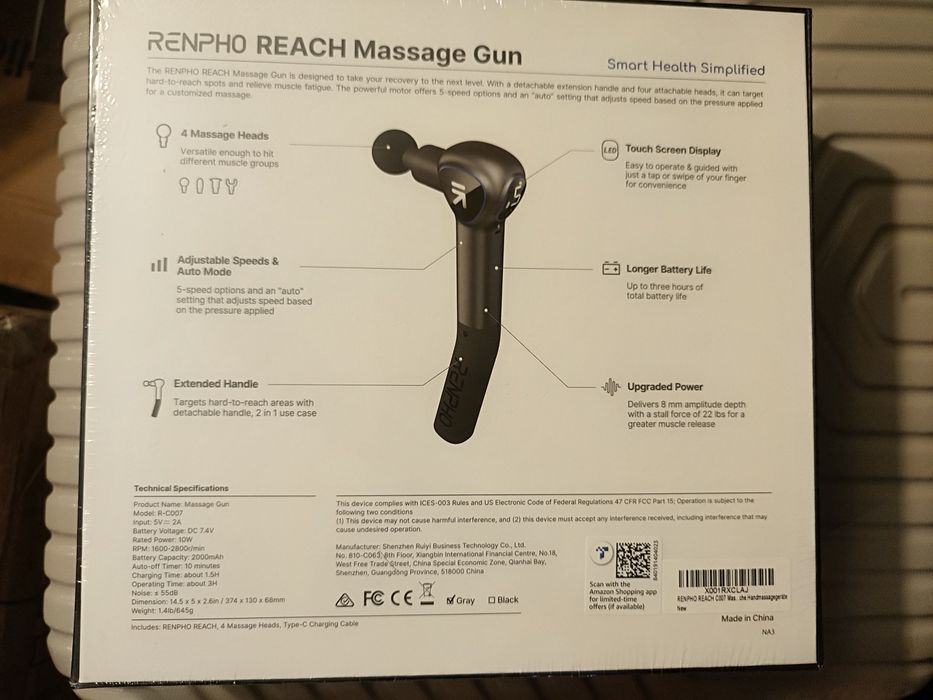 Pistola de Massagem Renpho Reach (Nova) Selada - Baixa de Preço