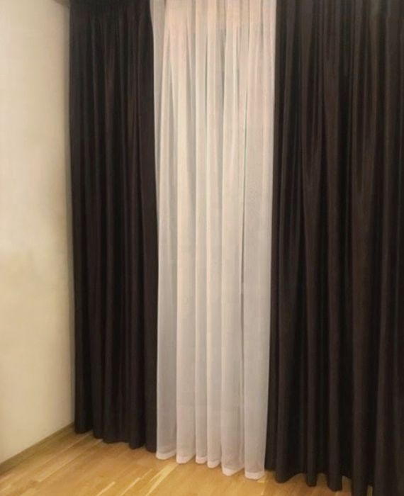 Готові щільні штори мікровелюр шоколад