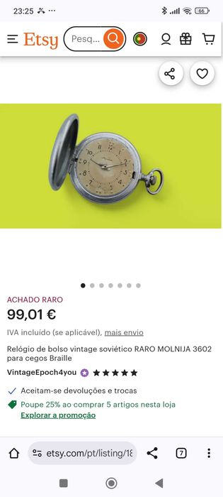 Relógio Corda Russo Molnija 5,0 cm Made in Russia